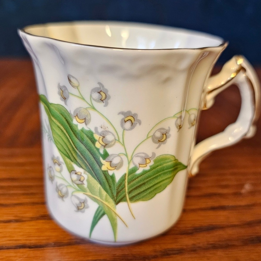 Hammersley Lily of the Valley Bone China Demitasse Cup Gold Trim Made in England